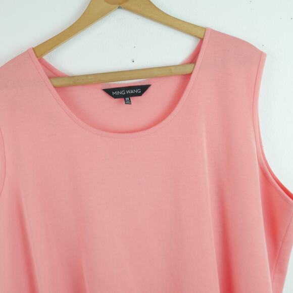 Ming Wang 2X Shell Top Sleeveless Knit Pink Spring Career Classic Staple Blouse - Picture 3 of 6